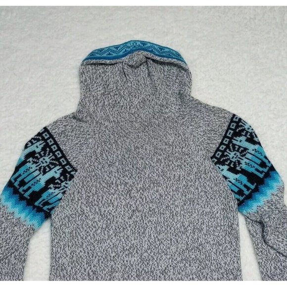 Ecologic Arts 100% Alpaca Wool Sweater Size Large Pullover Turquois/Gray Soft - Picture 10 of 14